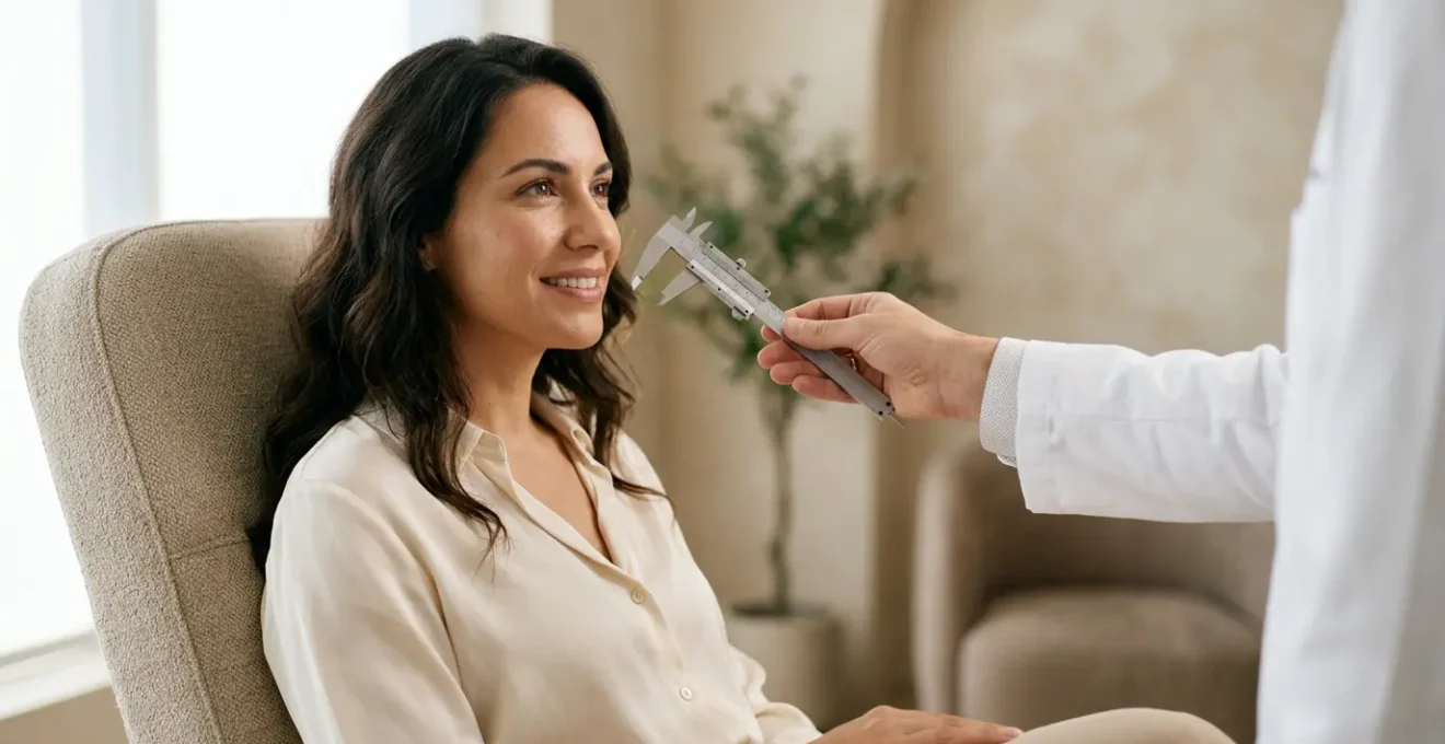 Analisi professionale delle proporzioni del viso prima di un trattamento estetico