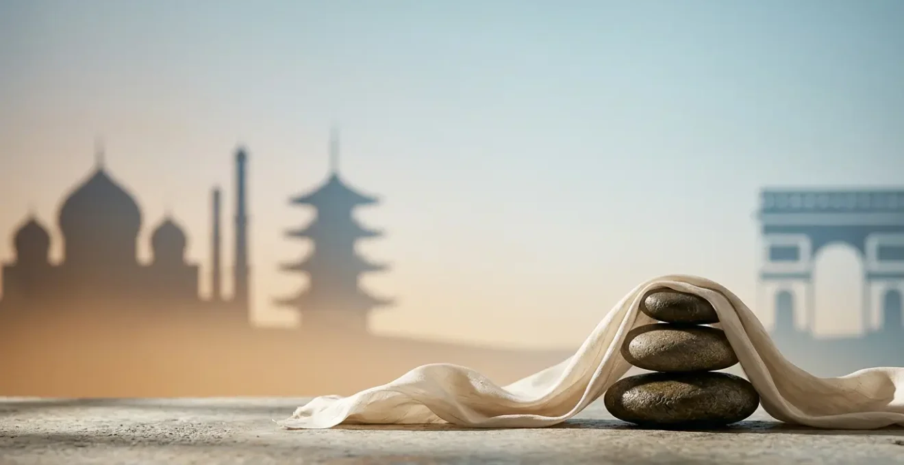 Composizione editoriale che rappresenta il concetto di turismo medico intercontinentale per la chirurgia estetica