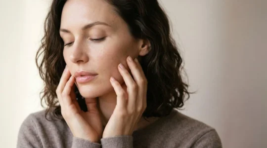Profilo elegante di donna con focus su zigomi e labbra definiti naturalmente