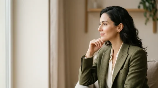 Profilo elegante di una donna che mostra armonia facciale naturale dopo un percorso di trasformazione estetica