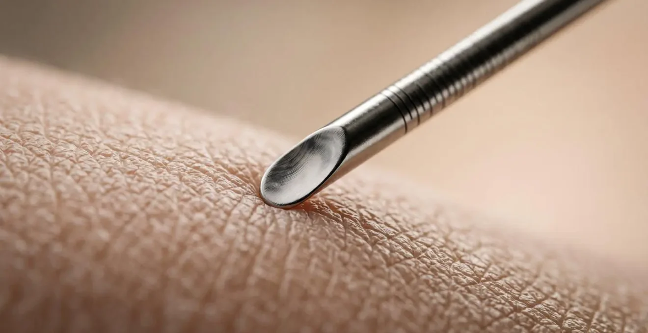 Dettaglio macro di tecnica di iniezione per biorivitalizzazione con cannula sottile