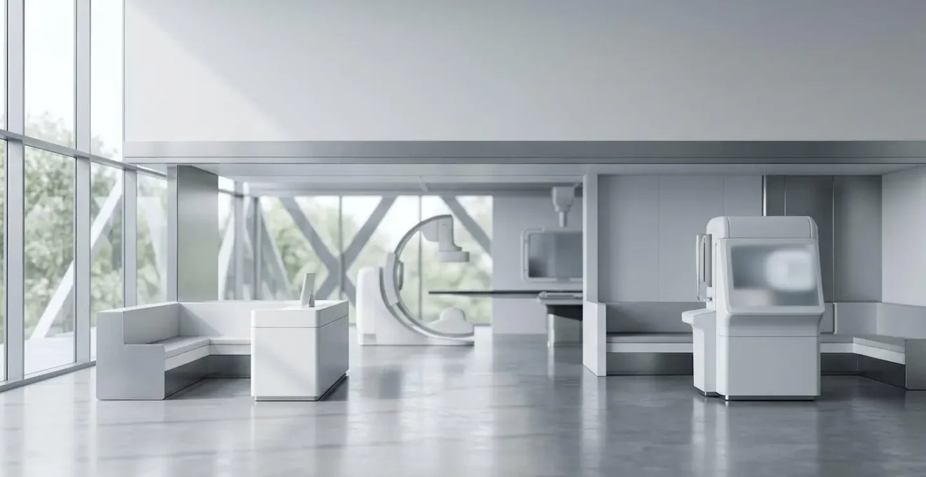 Innovazione tecnologica nei dispositivi medici estetici, ambiente clinico moderno e preciso