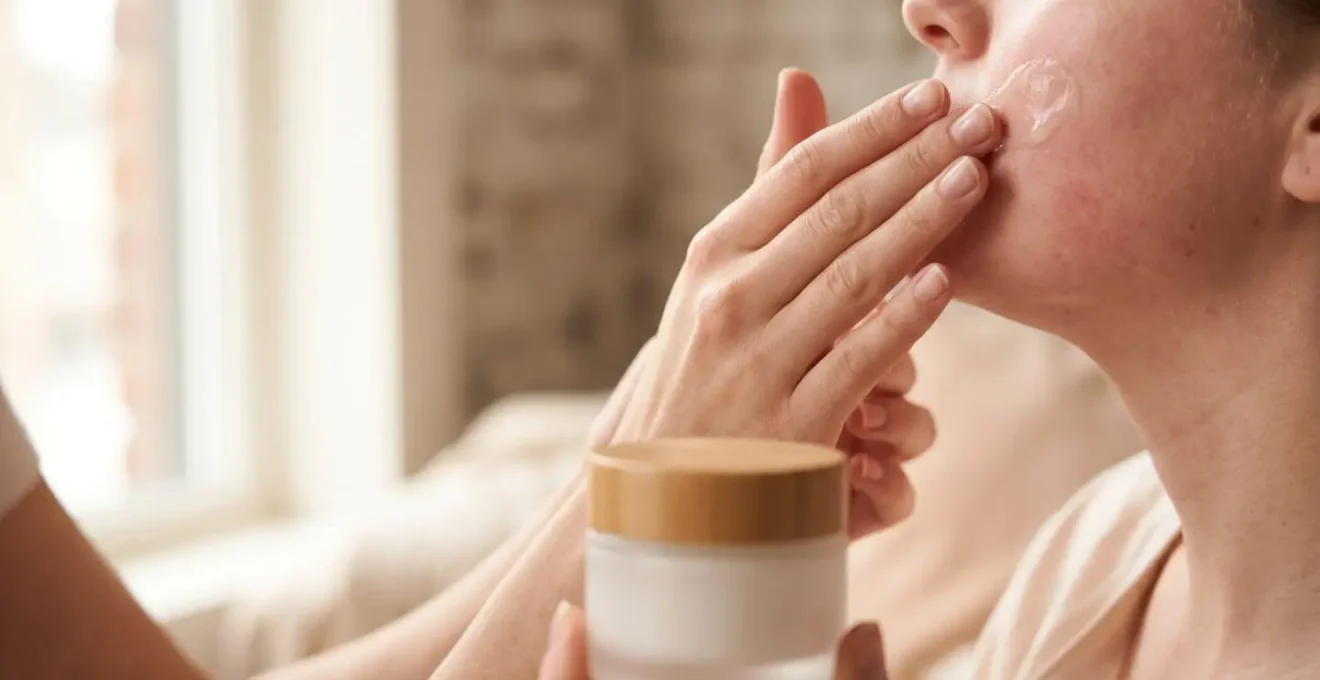 Ambiente sereno di cura della pelle post-operatoria, atmosfera rilassante e professionale